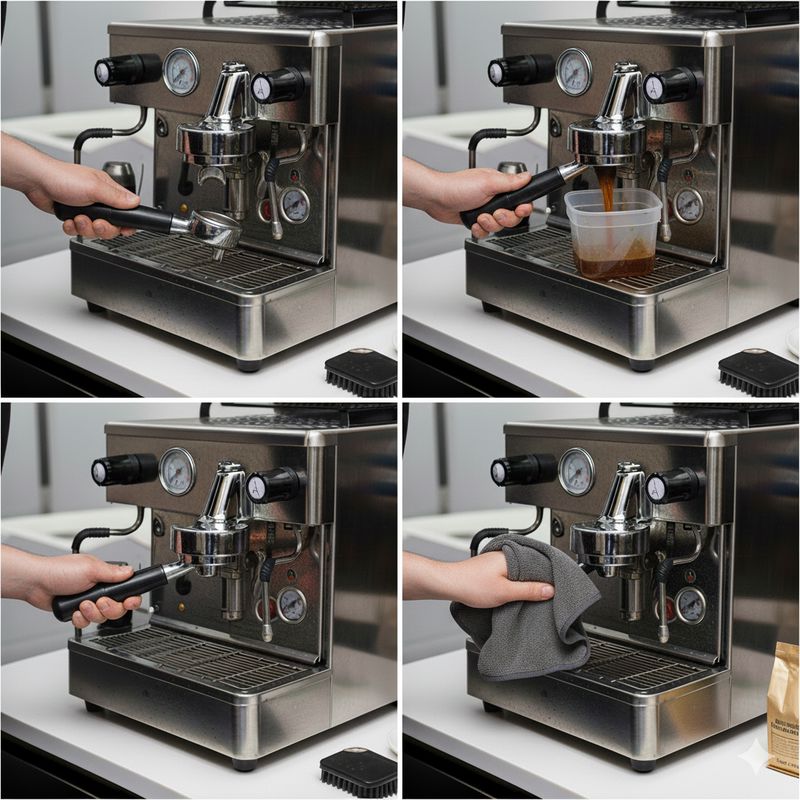 ابزارهای مورد نیاز: بک واش کردن ماشین اسپرسو